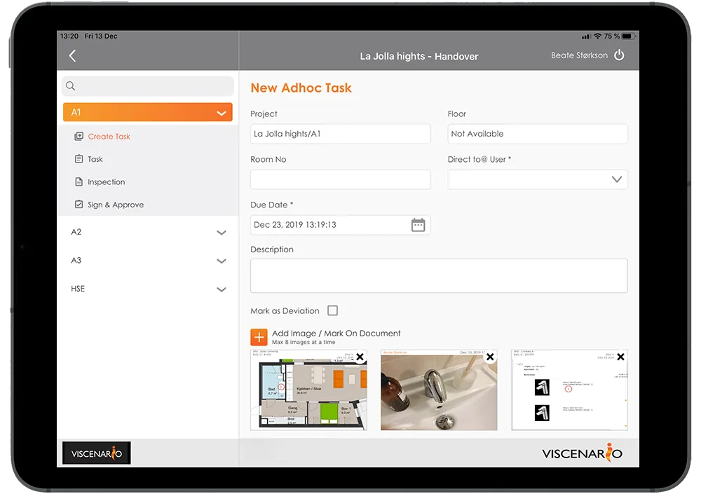 Viscenario Hand Over - New Adhoc task