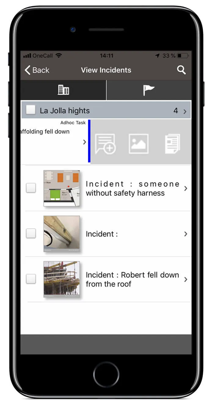 Viscenario Registration of defects/issues - View incidents
